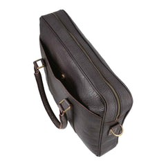 Adjustable Strap and Top Handle – REGALS LEATHER Vintage Blackish-brown Leather Bag for Work, Travel & Business