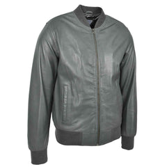 Men’s Grey Leather MA-1 Bomber Jacket | Ryan Flight Style Jacket for Men