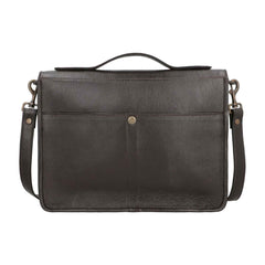 Men’s Midnight Brown Genuine Leather Messenger Bag with Handle and Adjustable Shoulder Strap