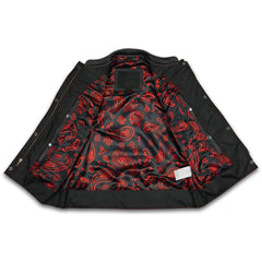 Best Quality Women's Cowhide Leather Vests – with Side Zippers & Paisley Lining Red Heart Stitching Women's Leather Vests