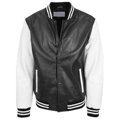 Garry Black & White Leather Varsity Jacket for Men – Classic College Boy Style