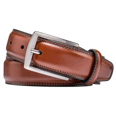 Genuine Leather Men’s Belt – Brown 36in Classic Dress & Casual Waist Belt with Single Prong Buckle