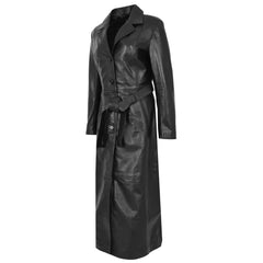 Women’s Full-Length Leather Coat – Gabbie Classic Black Genuine Leather Jacket