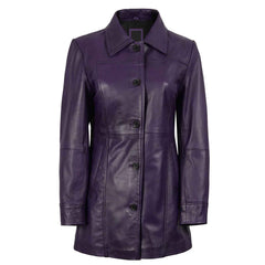 Regals Leather Vintage Kandis Women's Leather Purple 3/4 Length Car Coat