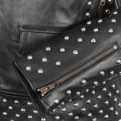 Men’s Studded Leather Jacket – Rock Punk Brando Motorcycle Black Biker Spiked Jacket