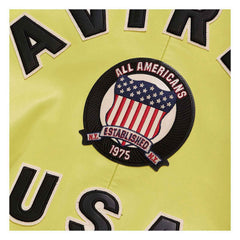 Handmade Men’s Iconic Avirex Leather Jacket Lime Green Leather Bomber Flight Jacket