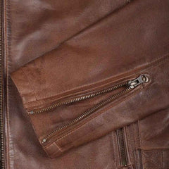 Men's Cognac Brown Cafe Racer Biker Style Genuine Leather Jacket