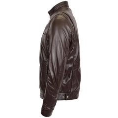 Men's Standing Collar Biker Leather Jacket Tony Brown Every Season Gift For Him