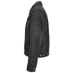 Men’s Real Suede Trucker Harrington Jacket – Daryl Black Leather Jacket
