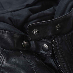 Tanming Women’s Faux Leather Jacket with Removable Hood – Stylish PU Moto Biker Coat for Fall & Winter