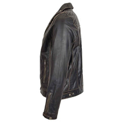 Regals Leather Classic Men's Leather Biker Brando Design Jacket Sean Vintage Black
