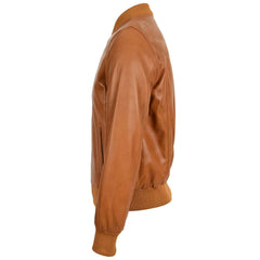 Men’s Leather MA-1 Bomber Jacket – Ryan Tan Classic Flight Style