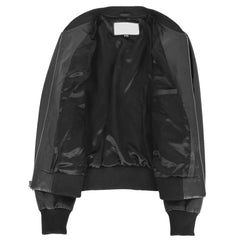 Women's Genuine Leather Bomber Jacket – Faye Varsity Style Black