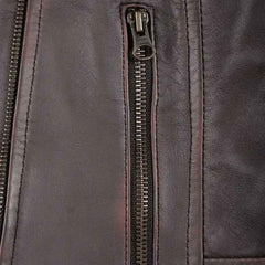 Regals Leather Vintage Women's Dark Brown Asymmetrical Leather Jacket