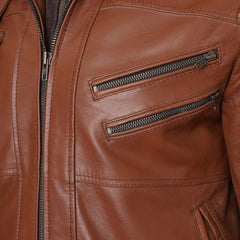 Hooded Brown Bomber Leather Jacket Wing-Hooded-Jacket For Men's