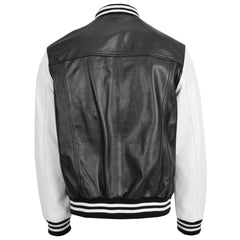 Garry Black & White Leather Varsity Jacket for Men – Classic College Boy Style