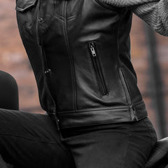 Best Quality Women's Genuine Cowhide Leather Vests – with Side Zippers