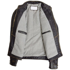 Lightweight Men's Biker Style Leather Jacket Standing Collar Zip Pockets