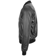 Men’s Black Leather MA-1 Bomber Jacket | Ryan Flight Style Leather Jacket for Men