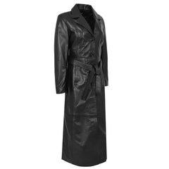 Women’s Full-Length Leather Coat – Gabbie Classic Black Genuine Leather Jacket