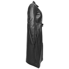 Women’s Duster Long Black Trench Coat – Full-Length Genuine Leather Coat for Women