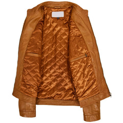 Best Quality Comfortable Men's Leather Cafe Racer Biker Jacket Ron Tan