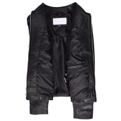Women’s Real Leather Classic Jacket – Lottie Black Collarless Design
