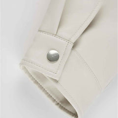 Women’s Faux Leather Studded Rivet Jacket – Short Moto Biker Coat with Stand Collar