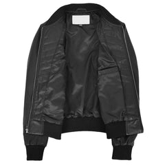 Women's Genuine Leather Quilted Bomber Jacket Sally – Black Varsity Look