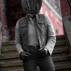 Best Quality Women's Genuine Cowhide Leather Vests – with Side Zippers