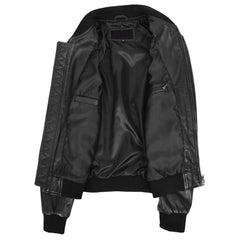 Men’s Black Leather MA-1 Bomber Jacket | Ryan Flight Style Leather Jacket for Men
