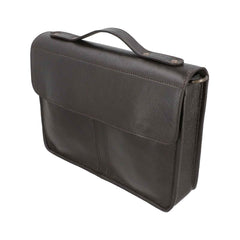 Men’s Midnight Brown Genuine Leather Messenger Bag with Handle and Adjustable Shoulder Strap