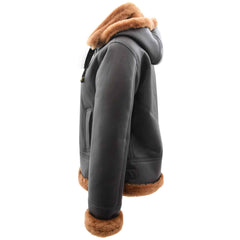 Women's Genuine Sheepskin B3 Pilot Jacket – Naomi Brown with Detachable Hood