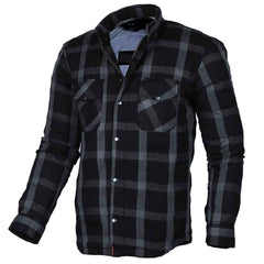 Exo Protective Motorcycle Flannel Shirt Grey/Black – DuPont™ Kevlar® Lined | Regals Leather