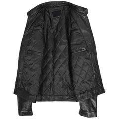 Comfortable Men's Leather Café Racer Biker Jacket Ron Black