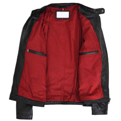 Comfortable Men's Real Leather Casual Biker Style Jacket Rowan Black