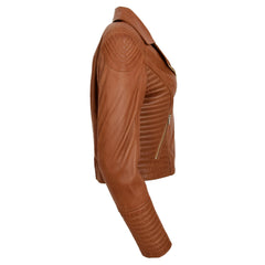 Women’s Soft Lambskin Leather Moto Jacket – Anna Tan Cross Zip Design