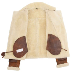 Women's Vintage Brown Sheepskin Aviator Jacket – Lena Cross Zip Pilot Style