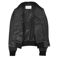 Women’s Real Leather Varsity Bomber Jacket Black – Sally Quilted Design
