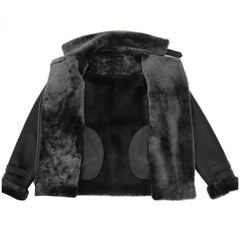 Women's Sheepskin Aviator Pilot Jacket – Lena Black Cross Zip Leather Jacket