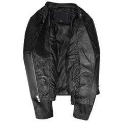 Women's Real Leather Biker Jacket Classic Cross Zip Style Molly Black