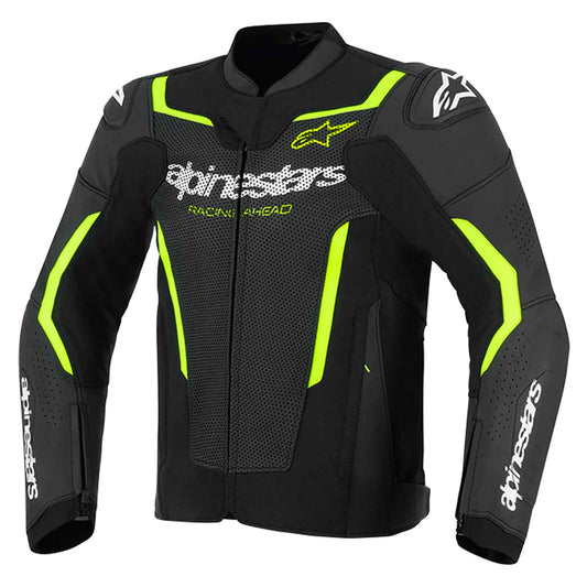 Alpinestars GP Force V2 Leather Racing Jacket for Men | Protective Biker Jacket Black Green