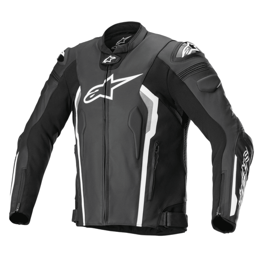 Alpinestars Missile V2 Leather Motorcycle Jacket Black White | CE Armor Racing Biker Jacket for Men | Premium Sport Bike Protective Riding Gear