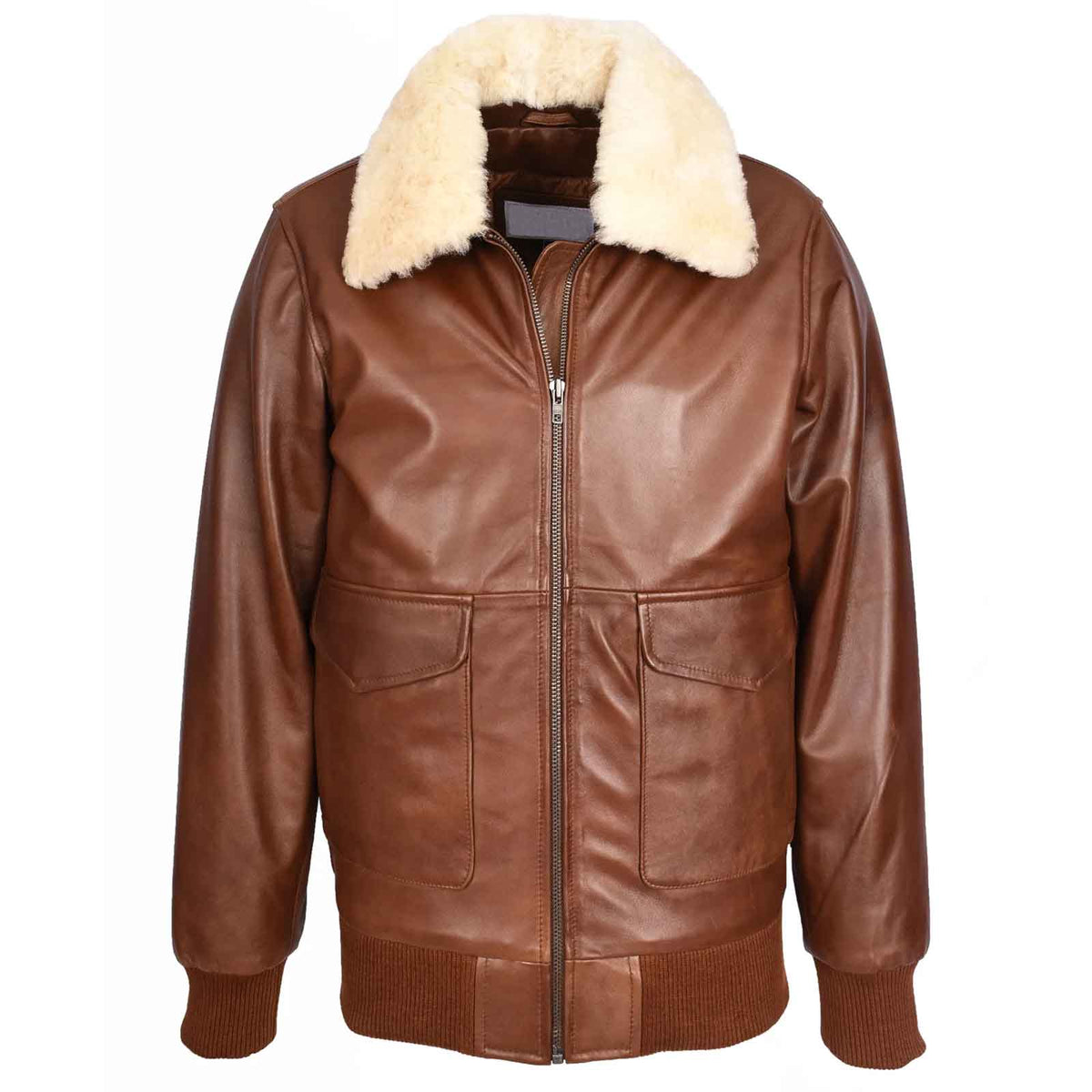 Men’s Premium Leather Aviator Bomber Jacket – G-1 Pilot Style Luca Tan