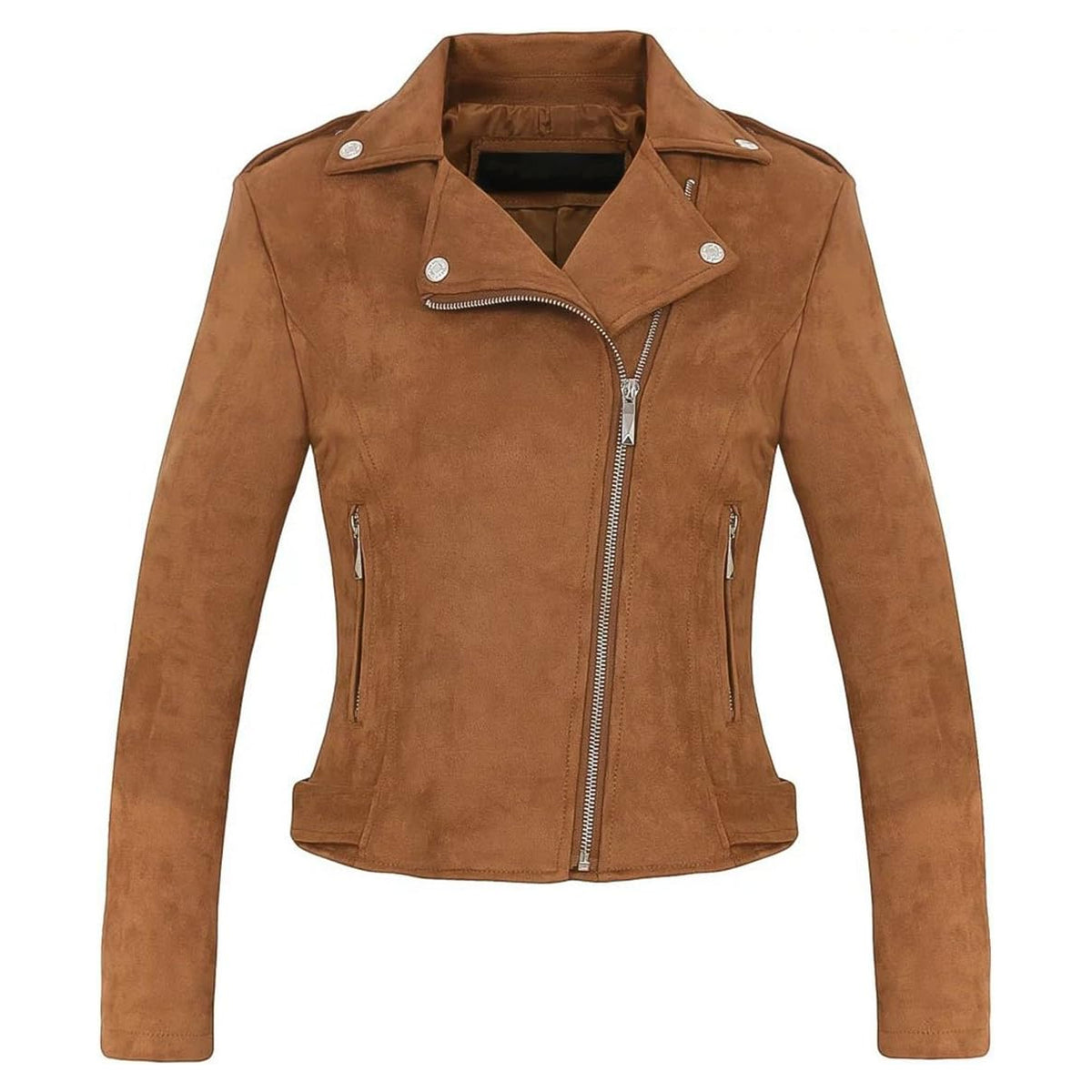 Women's Faux Suede Moto Biker Jacket – Stylish Casual Fashion Leather Look Coat by Regals Leather