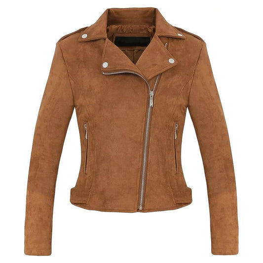 Women's Faux Suede Moto Biker Jacket – Stylish Casual Fashion Leather Look Coat by Regals Leather
