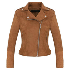 Women's Faux Suede Moto Biker Jacket – Stylish Casual Fashion Leather Look Coat by Regals Leather