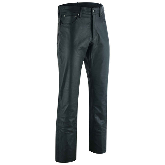 High Quality Women's Classic 5 Pocket Black Casual Motorcycle Leather Pants