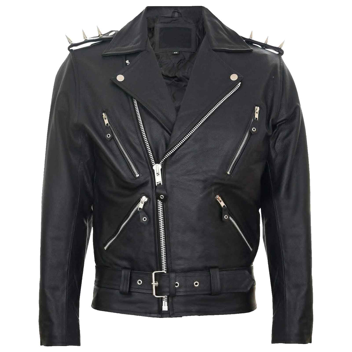 Classic Vintage Leather Biker Jacket for Men – Fringe, Studded & Tassel Design