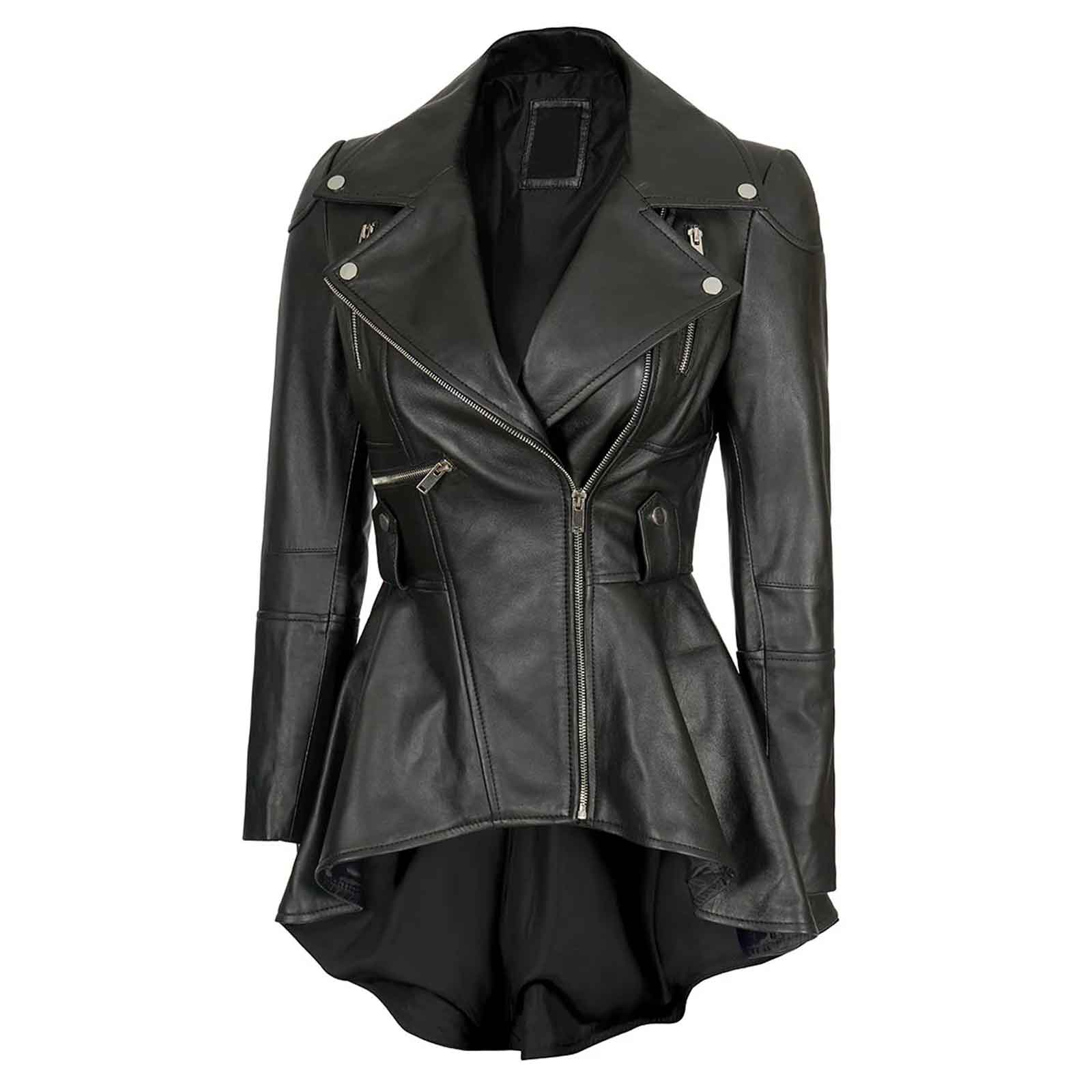 Gonzalez Fashion Lambskin Peplum Leather Biker Jacket | Regals Leather